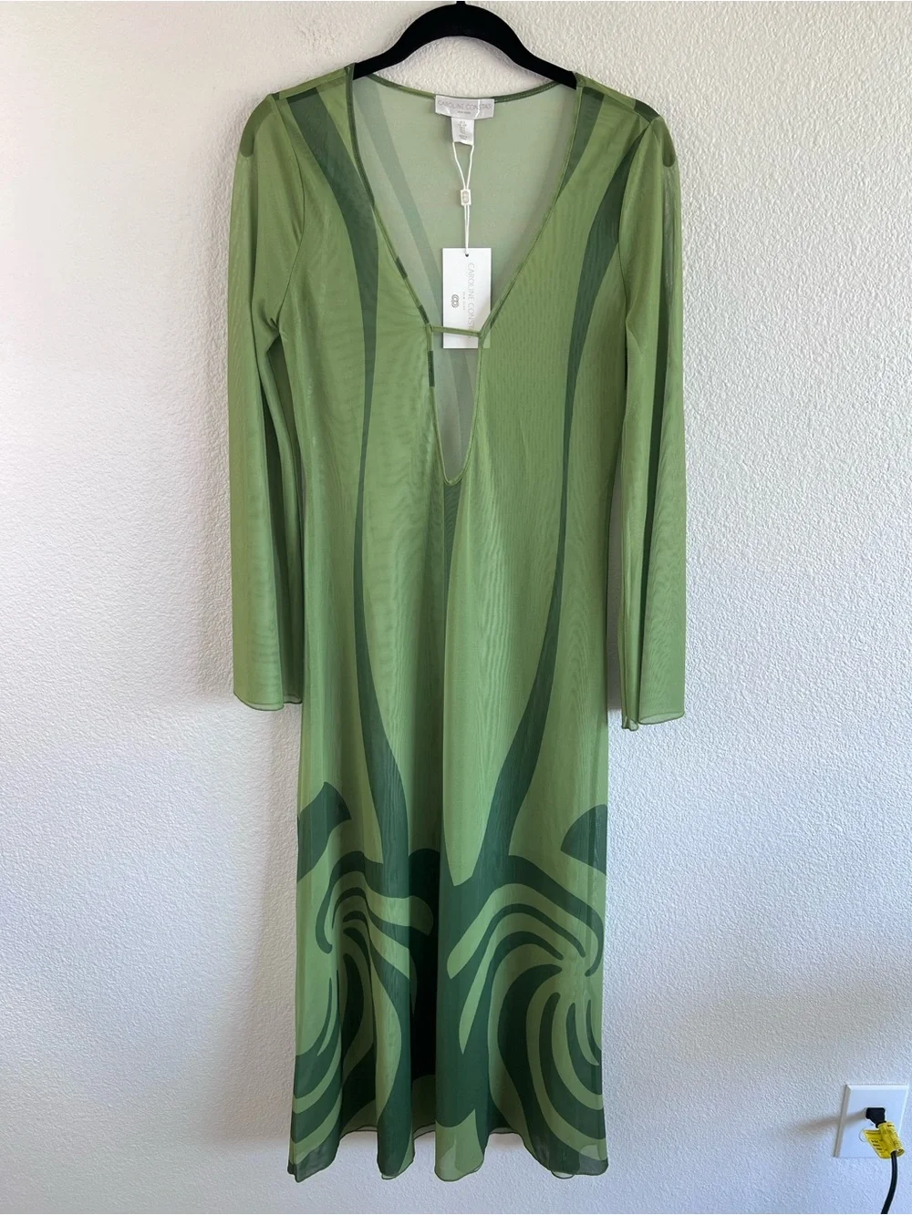 NWT Caroline Constas Women's Swimsuit Coverup Sheer Maxi Dress Resortwear Almafi